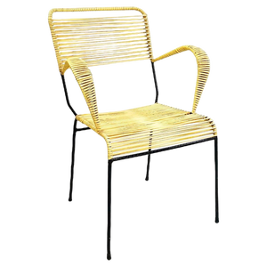 Mid-Century Italian Yellow Plastic Scooby Black Metal Outdoor Chair, 1960s