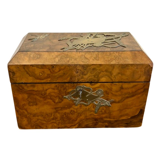 Antique Victorian Burr Walnut Tea Caddy, 1850 For Sale