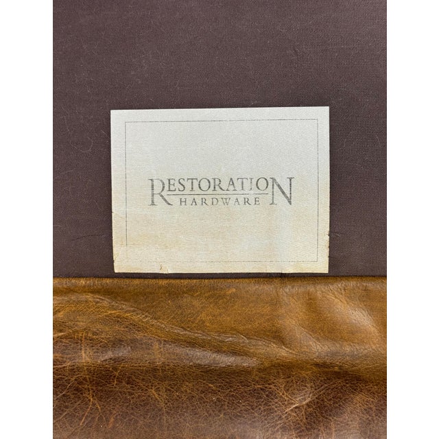 Vintage Restoration Hardware Leather Churchill Cigar Chair and Ottoman With Nailheads For Sale - Image 18 of 18