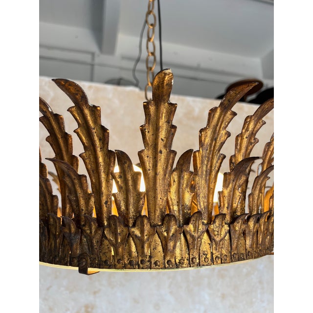Spanish Feathered Crown Ceiling Fixture For Sale - Image 9 of 12