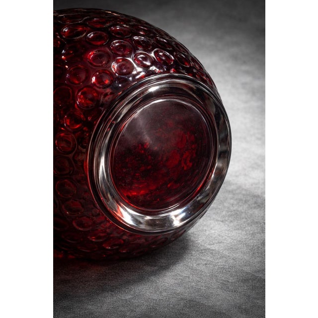 Cranberry Red Hobnail Art Glass Orb Vase For Sale - Image 9 of 9