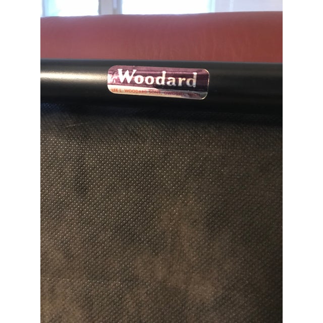 Vintage Mid Century Lee Woodard Leather and Brass Rocking Chair For Sale In Washington DC - Image 6 of 6