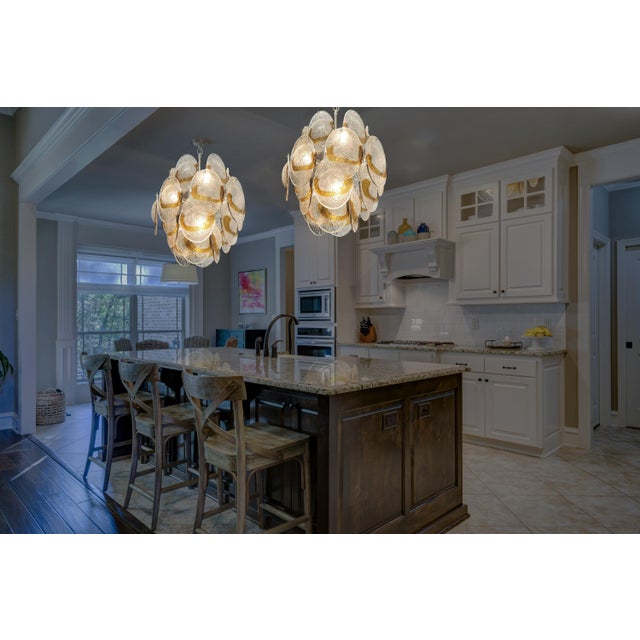 Vintage Italian Murano Chandelier with 24 Clear and Amber, 1980s For Sale - Image 10 of 15