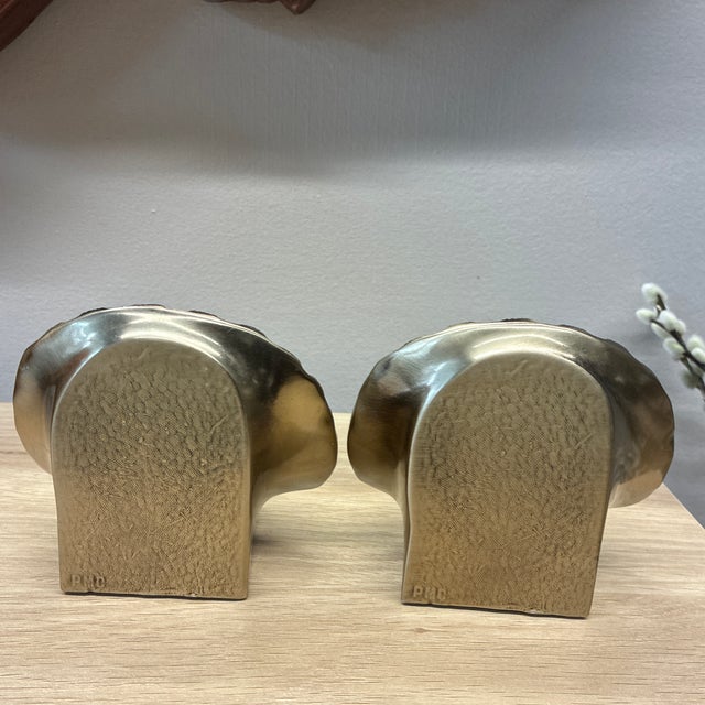 Hollywood Regency PMC Brass Shell Bookends For Sale - Image 3 of 5