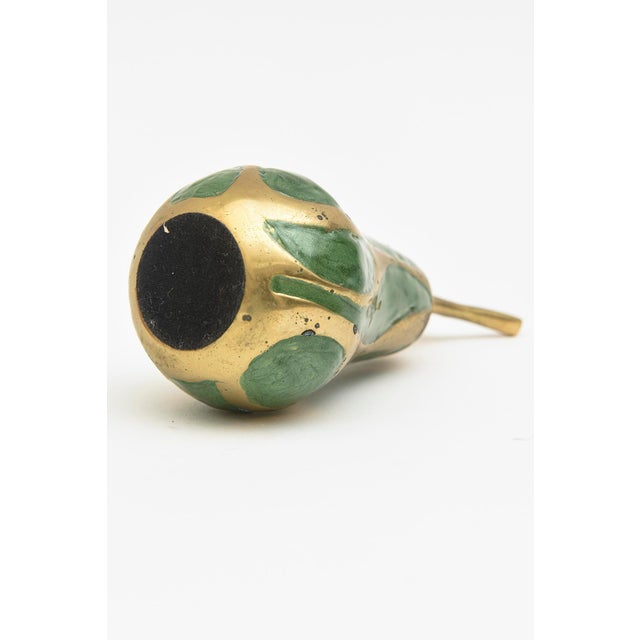 Vintage Enamel and Brass Pear and Apple Sculpture Objects, Green and Red Set of 6 For Sale - Image 10 of 11
