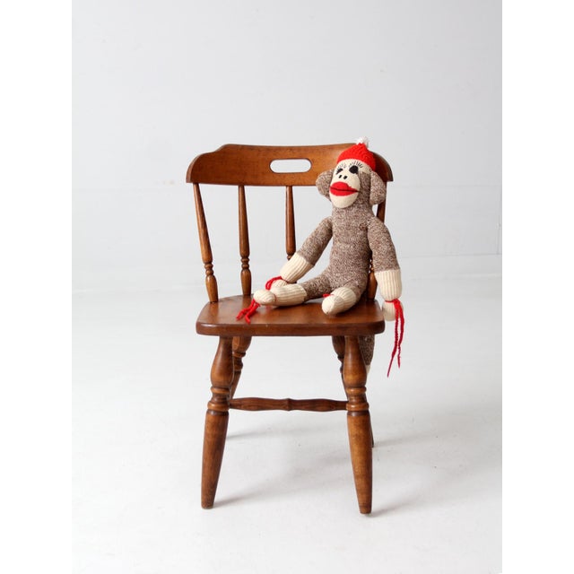 Mid-Century Early American Style Children's Wood Chair For Sale - Image 4 of 11