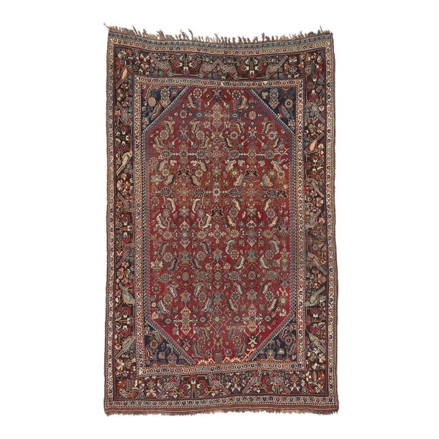 Early 20th Century Antique Persian Shiraz Rug, 04'07 X 07'03 For Sale