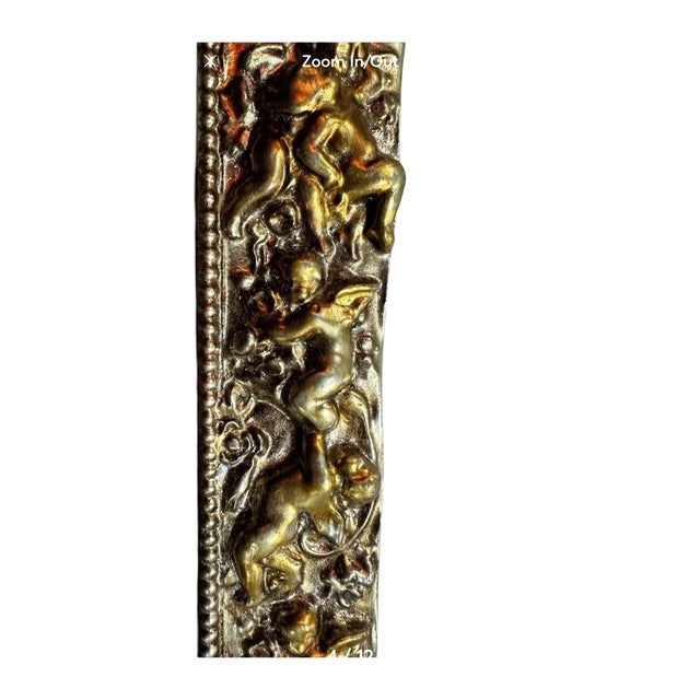 Large Vintage Picture Frame Made in Italy Gold Cherubs For Sale - Image 4 of 12
