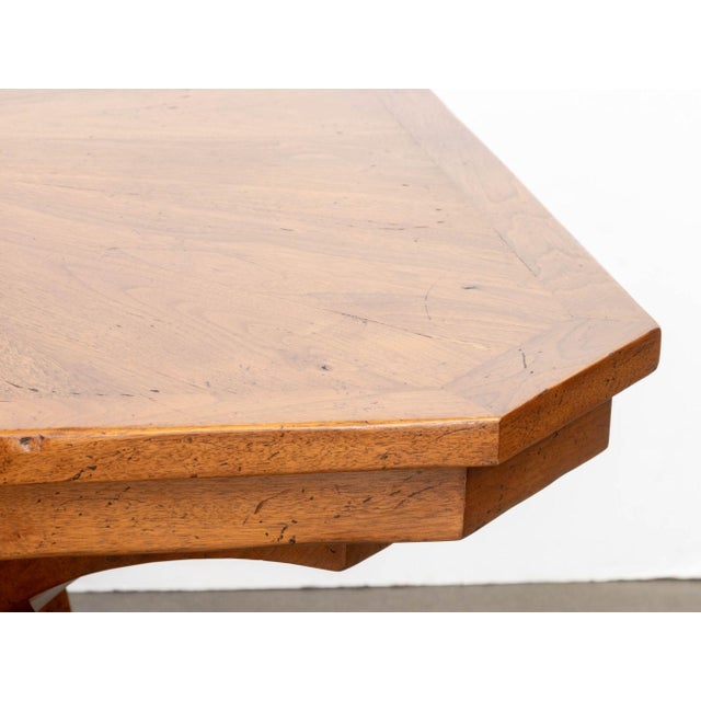 Modern Walnut Octagonal Extending Dining Table For Sale - Image 4 of 17