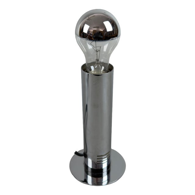 Space Age Chromed Metal Cylinder Table Lamp by Targetti Sankey, 1970 For Sale