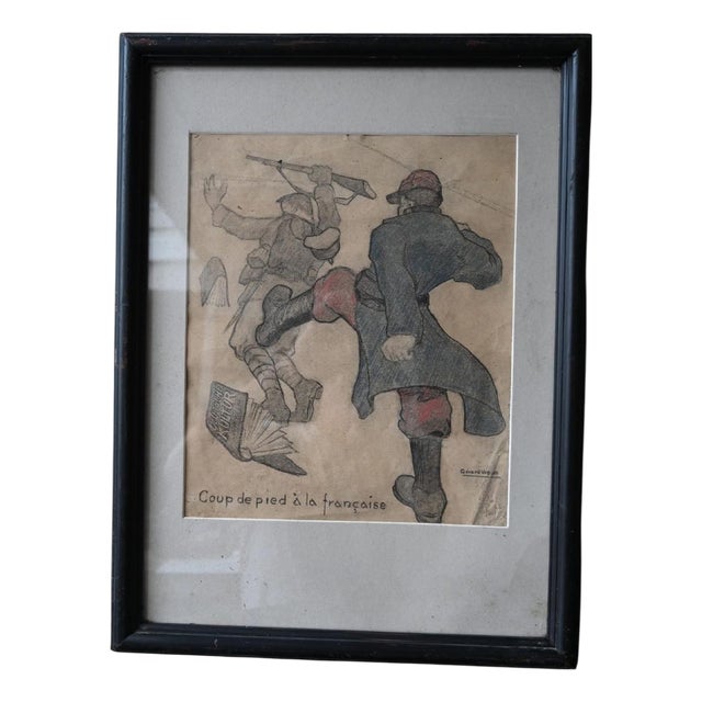 Gerard Vroom, Military Caricature, French Kick, 1800s, Pencil Drawing For Sale
