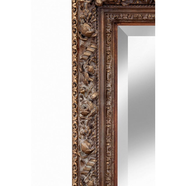 Late 19th Century Ornate Deep Framed Beveled Mirror With Roses, Blossoms & Buds For Sale In Los Angeles - Image 6 of 7