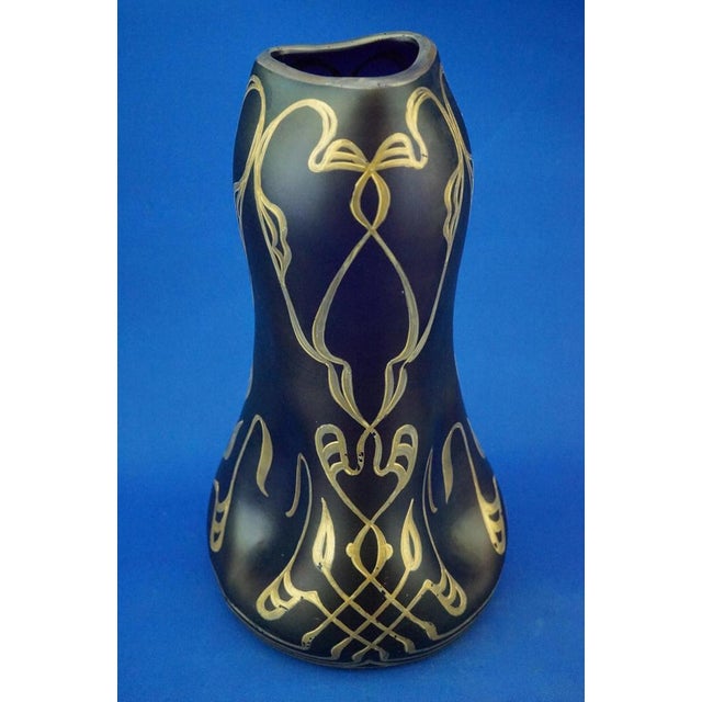 Glass Purple Blown Glass Vase with Gold Decorations by Julius Camillo De Maess, 1890s For Sale - Image 7 of 18