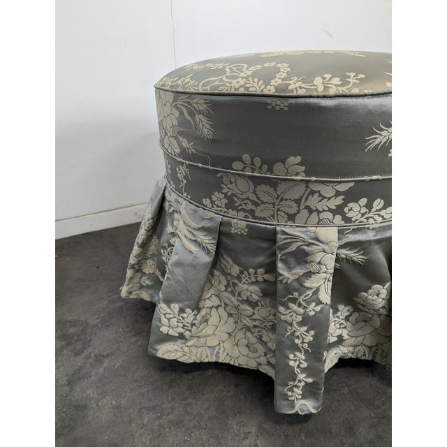 Vintage Embroidered Silk Ottoman For Sale - Image 3 of 5