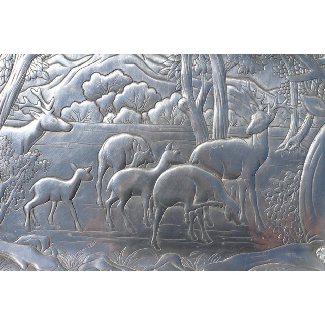 Arthur Court 1982 Arthur Court Designs Aluminum Elk Herd Platter For Sale - Image 4 of 10