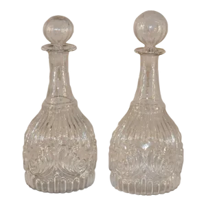 Pair of Early 19th Century American Mold Blown Decanters