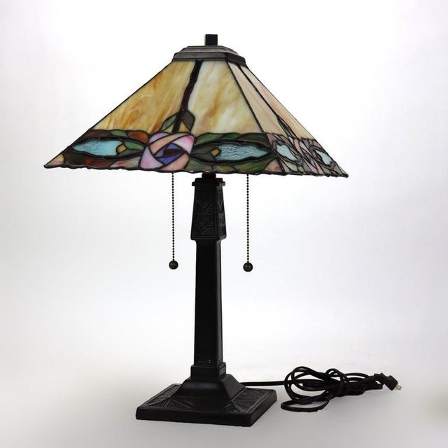 Arts & Crafts Arts & Crafts Leaded Stained Glass Table Lamp, Early 20th Century For Sale - Image 3 of 12