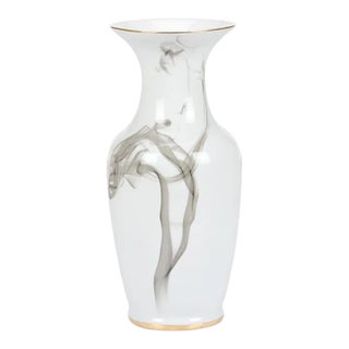 White Cinder And Smoke Vase, Large For Sale