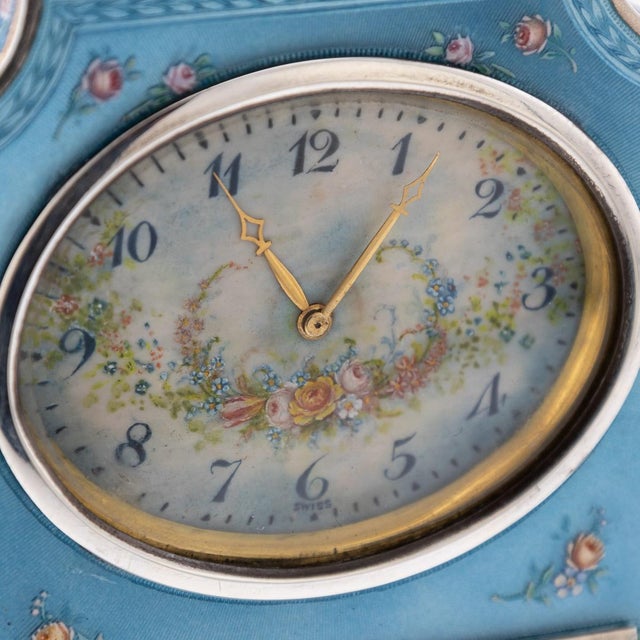Swiss Silver and Guilloche Enamel Travel Clock, 1900s For Sale - Image 17 of 18