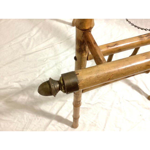 Late 19th Century Victorian Tortoiseshell Bamboo Floor Easel - Burnt Bamboo Display Stand For Sale - Image 4 of 11