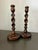 Brown Vintage Pair English Oak Barley Twist Candlesticks – Pair of Antique Wooden Candle Holders For Sale - Image 8 of 9