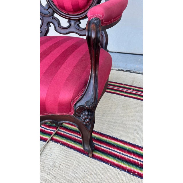 Antique Walnut Victorian Carved Bergere Arm Chair, Circa 1860’s For Sale - Image 6 of 12