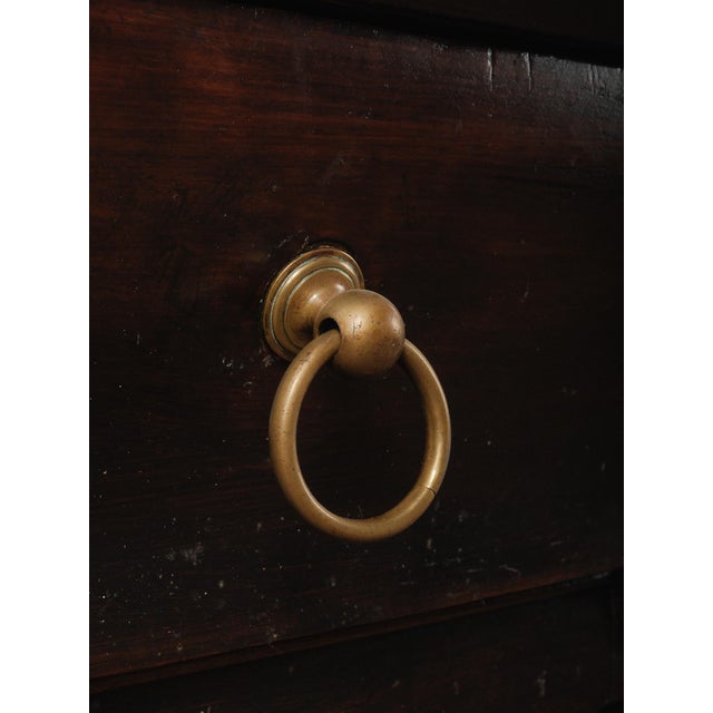 Late 19th Century 19th Century French Butcher’s Block Table With Backsplash Dark-Stained & Brass Mounts For Sale - Image 5 of 5