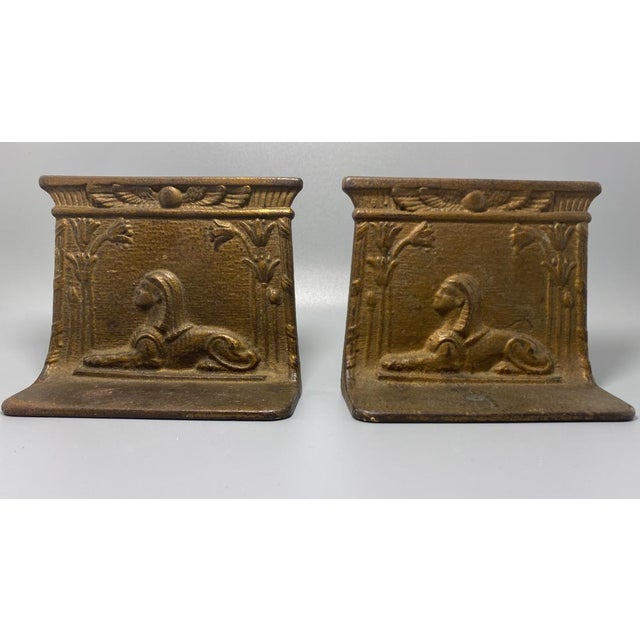 1920 Bradley Hubbard Egyptian Revival Sphinx Bronze Bookends- Set of 2 For Sale In New York - Image 6 of 7