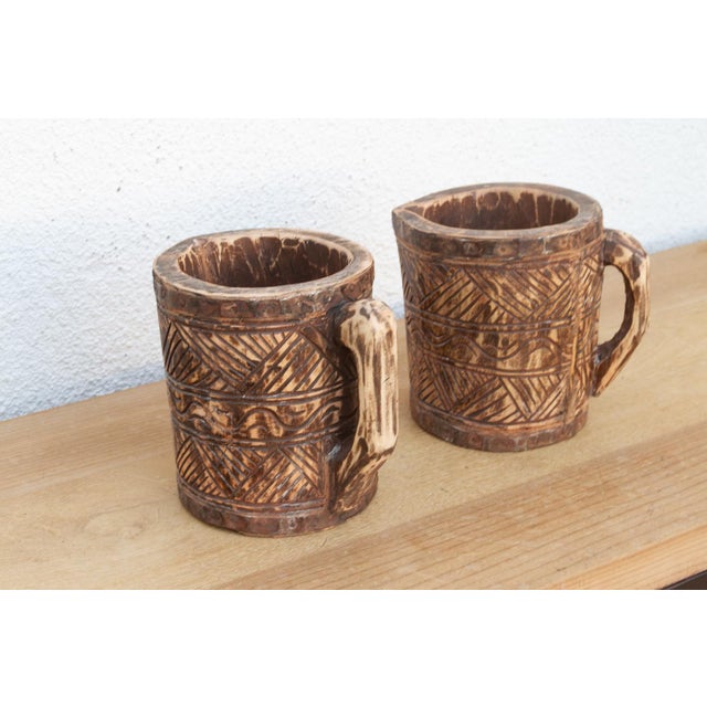 Tribal Set of Two, Handcarved Tribal Vessels For Sale - Image 3 of 5