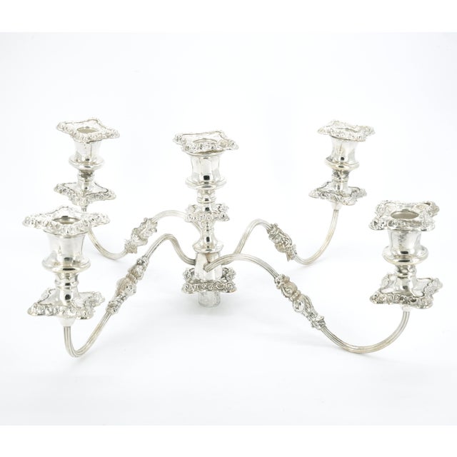 Late 19th Century Large 19th Century English Sheffield Silver-Plated Five-Light Convertible Candel For Sale - Image 5 of 13