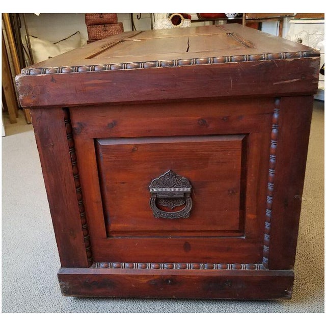 19th Century Antique Victorian Carved Panel Cedar Chest Chairish