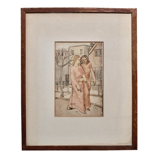 Carlo Carrà, Figurative Scene, Early 1900s, Watercolor For Sale