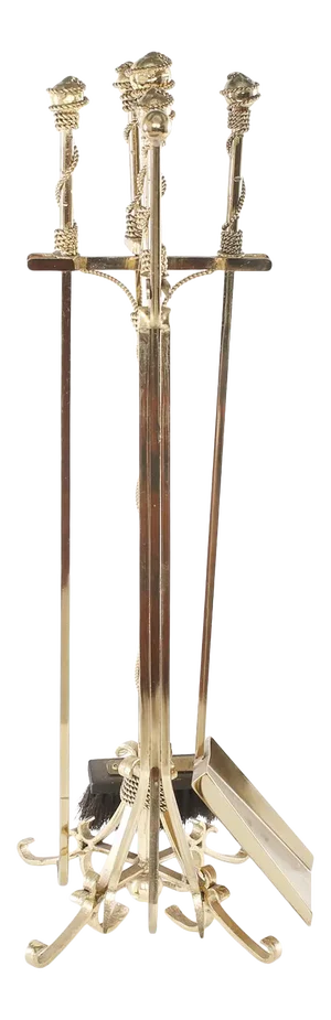 Mid 20th Century European Brass Fireplace Tool Accessories - 5 Pieces