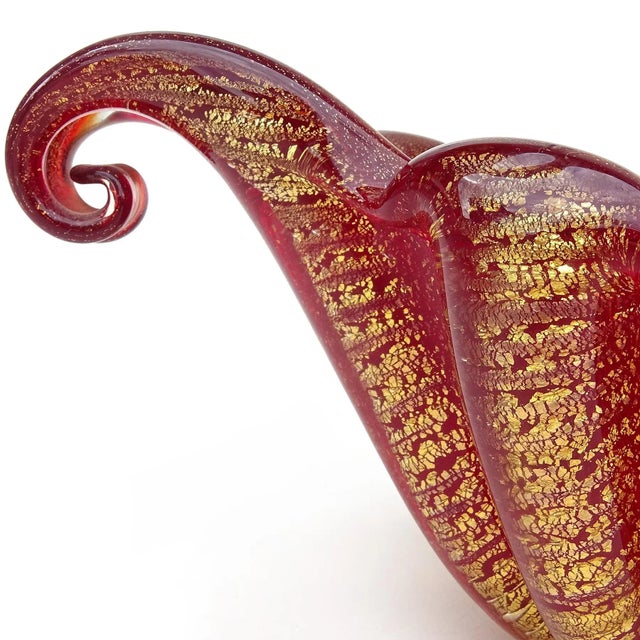 Barovier Toso Murano Vintage Red Gold Flecks Italian Art Glass Flared ...