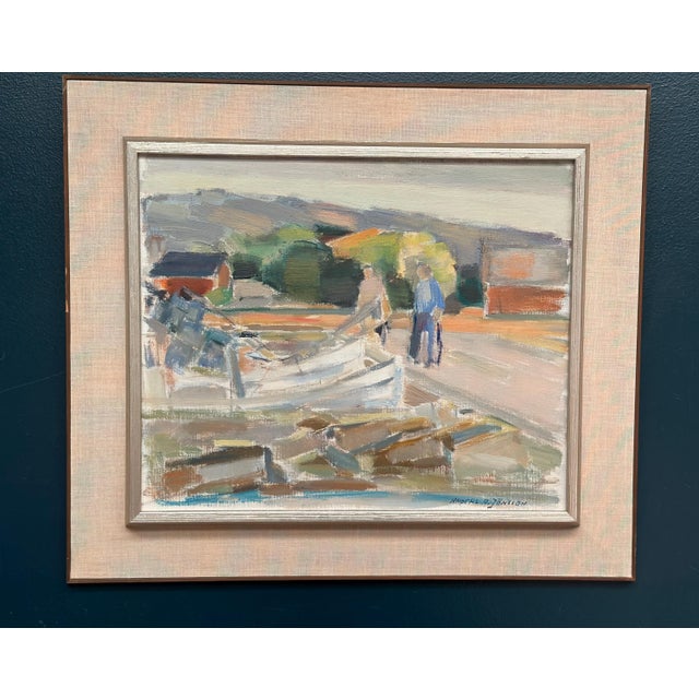 Anders A. Jönsson, Marina, 1950s, Oil Painting on Canvas, Framed For Sale - Image 9 of 18
