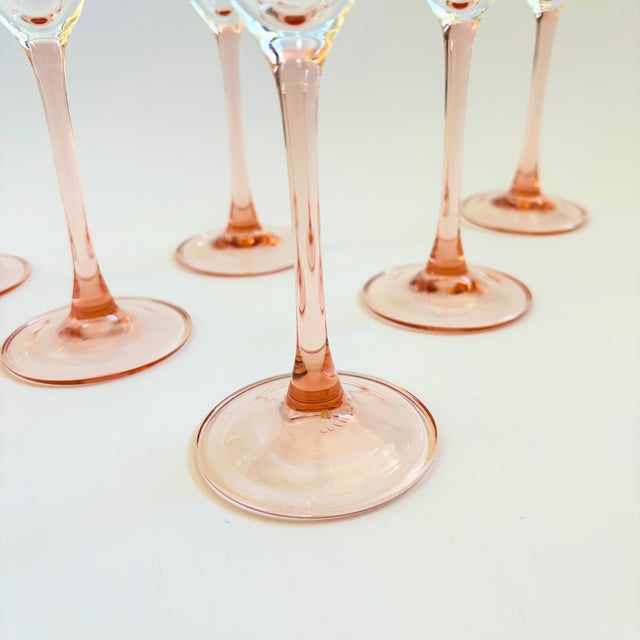 Late 20th Century Pink Stem Champagne Flutes - Set of 6 For Sale - Image 5 of 7