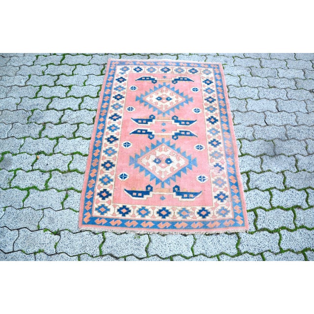Vintage Pastel Muted Pink Rug For Sale - Image 11 of 11