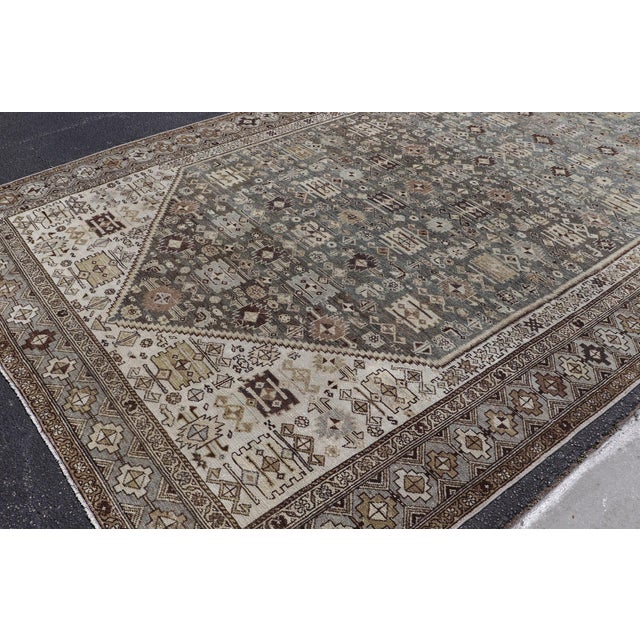Early 20th Century Antique Persian Malayer Gallery Rug With Soft Blue Field Tribal Design 7'5"x18'0" For Sale - Image 5 of 16