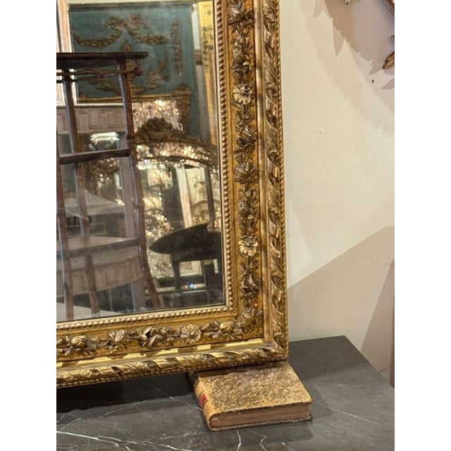 Gold 19th C. French Louis XVI Giltwood Mirror For Sale - Image 8 of 10