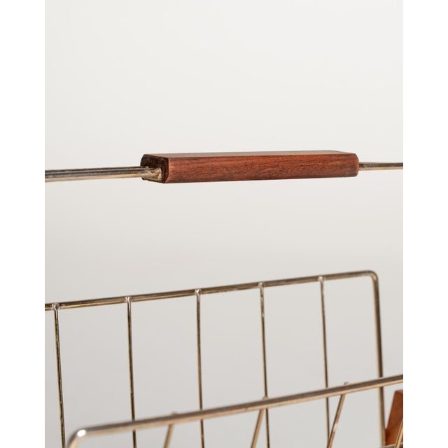 Wood Scandinavian Magazine Rack in Teak and Brass, 1960s For Sale - Image 7 of 8