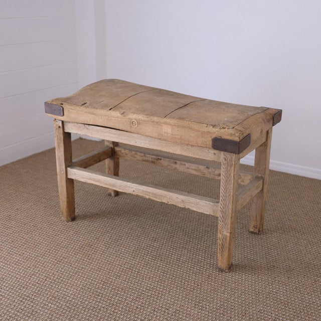 Metal 19th Century Industrial English Butcher Block Table For Sale - Image 7 of 9