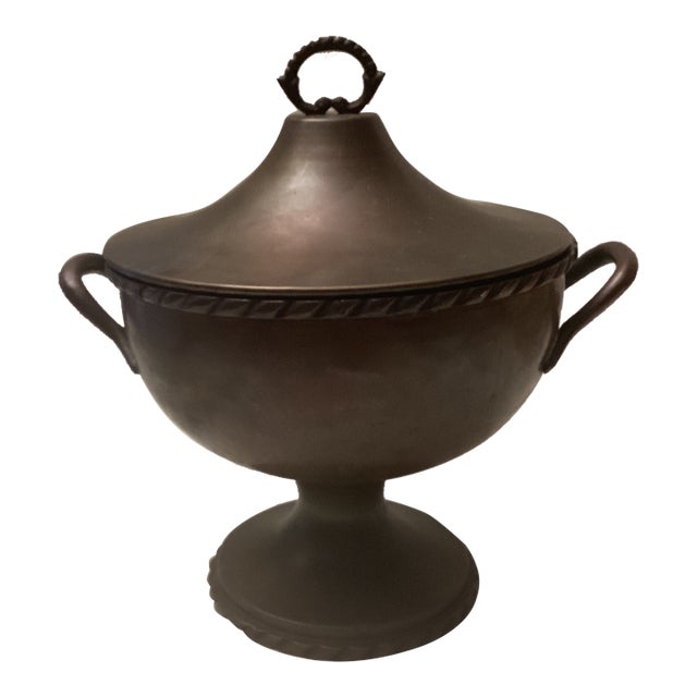 Antique Pewter, Metal Work Soup Terrene Serving Bowl For Sale