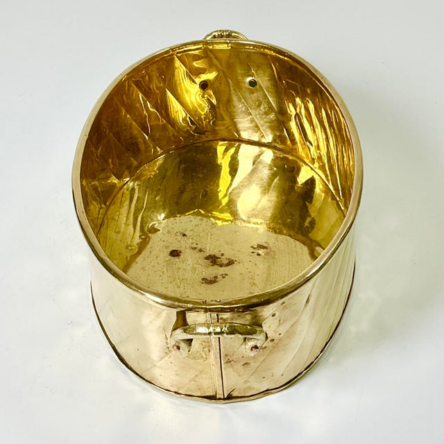 Mid-Century Boho Chic Hollywood Regency Arts & Crafts Brass Oval Planter With Handles. For Sale - Image 10 of 13