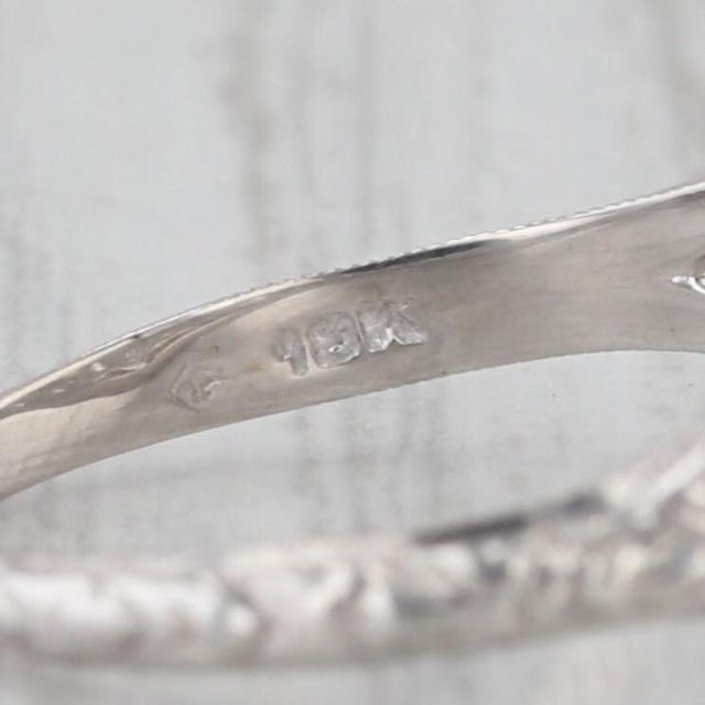 Early 20th Century Art Deco Diamond Solitaire Ring 18k White Gold Filigree Size 7.5 For Sale In Greensboro - Image 6 of 8