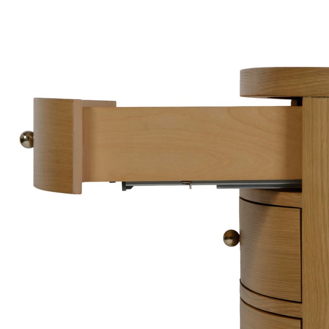 Nora 28 in. W Oval Wood 4 Drawer Nightstand, Natural Oak For Sale - Image 9 of 11