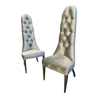 Fabulous Hollywood Regency Phyllis Morris Originals Tuffted Velvet Chairs - A Pair For Sale