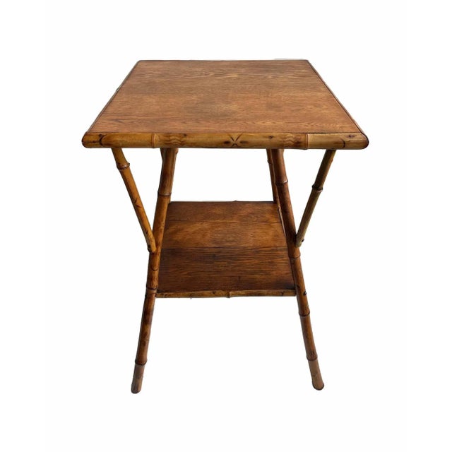 Victorian Victorian Side Table Oak and Bamboo For Sale - Image 3 of 6