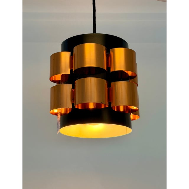 Black and Copper Pendant Lamp by Werner Schou for Coronell Elektro, Denmark, 1960s For Sale - Image 18 of 18