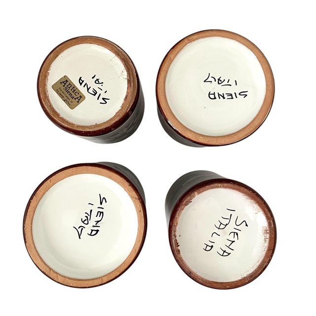 1980s Vintage Antica Siena Italian Pottery Black White Deer Cups or Vases - Set of 4 For Sale - Image 5 of 6