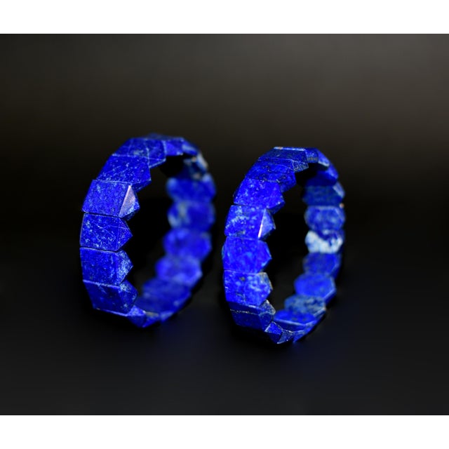 Blue Set Natural Fine Lapis Bracelets Aaaa Grade For Sale - Image 8 of 11